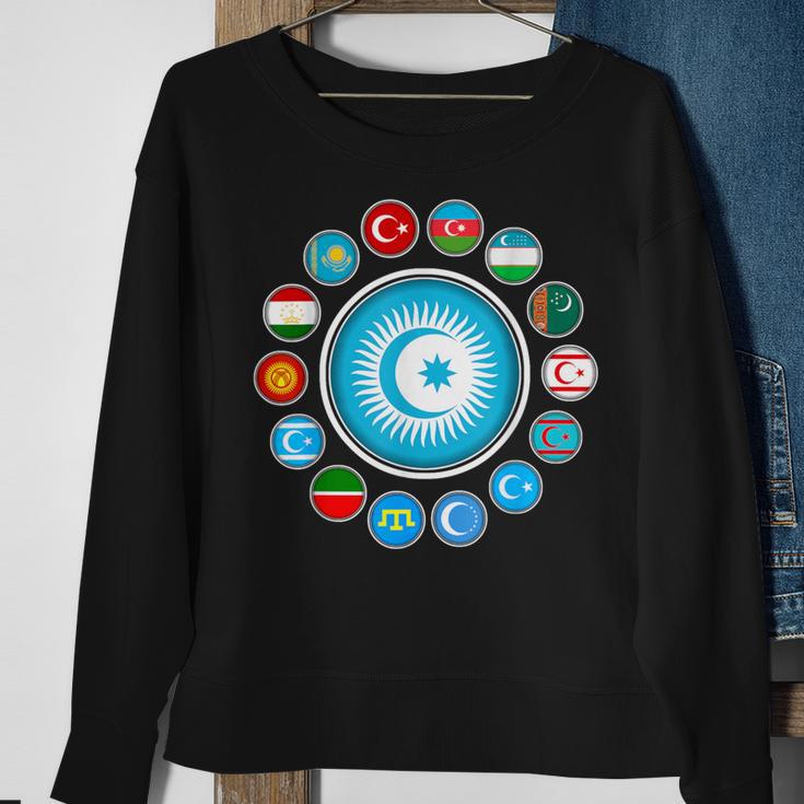 Kasachstan Göktürk Türkei Flagge Schwarzes Sweatshirt, Türkiye Bayrak Design Geschenke für alte Frauen