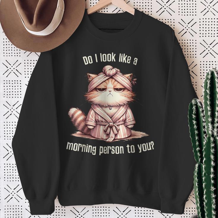 Katze Kein Morgenmensch Sweatshirt Geschenke für alte Frauen