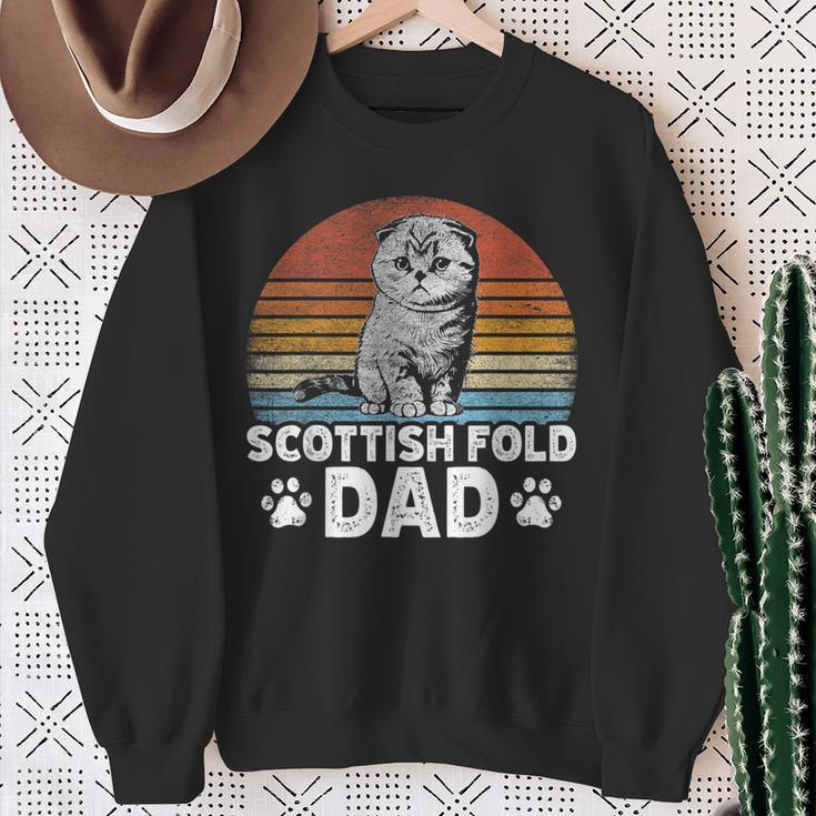 Katzenbesitzer Katzen Papa Retro Scottish Fold Dad Sweatshirt Geschenke für alte Frauen