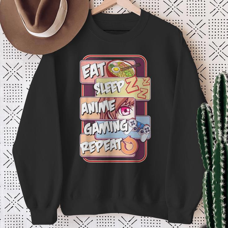 Kawaii Eat Sleep Anime Gaming Repeat Otaku Anime Manga Sweatshirt Gifts for Old Women