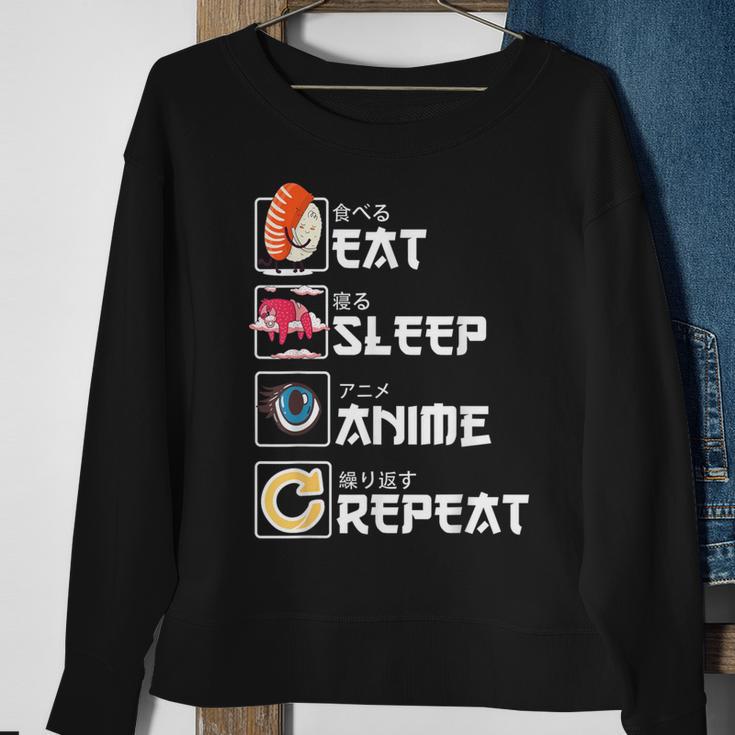 Kawaii Manga Sushi Eat Sleep Anime Repeat Cute Anime Sweatshirt Gifts for Old Women