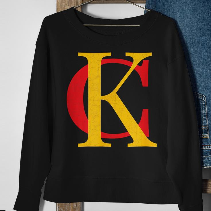 Kc Kansas City Red Yellow & Black Kc Classic Kc Initials Sweatshirt Gifts for Old Women