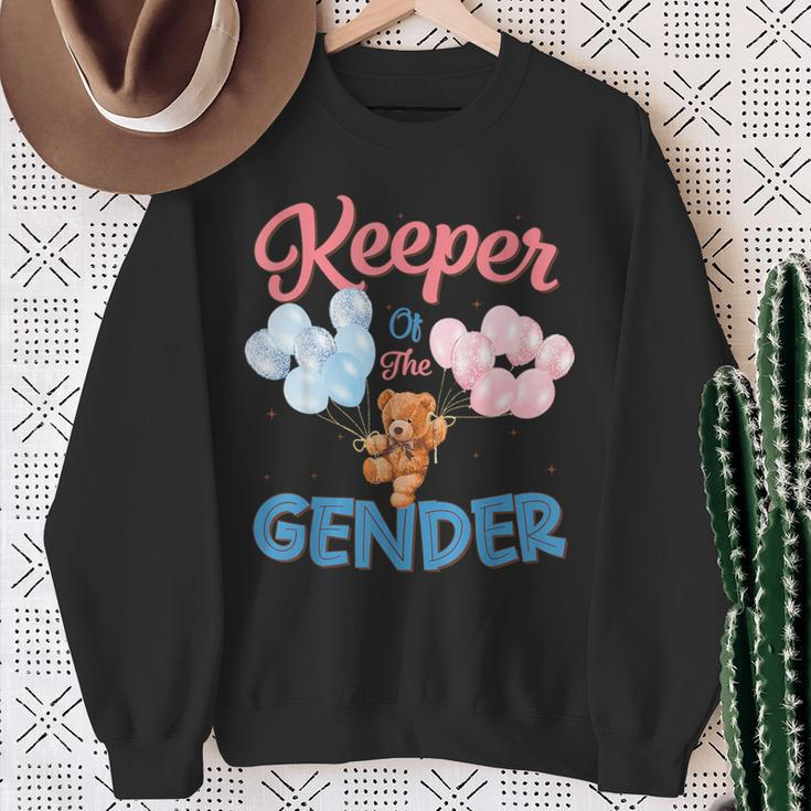 Keeper Of The Gender Reveal Baby Bear Balloons Party Sweatshirt Gifts for Old Women
