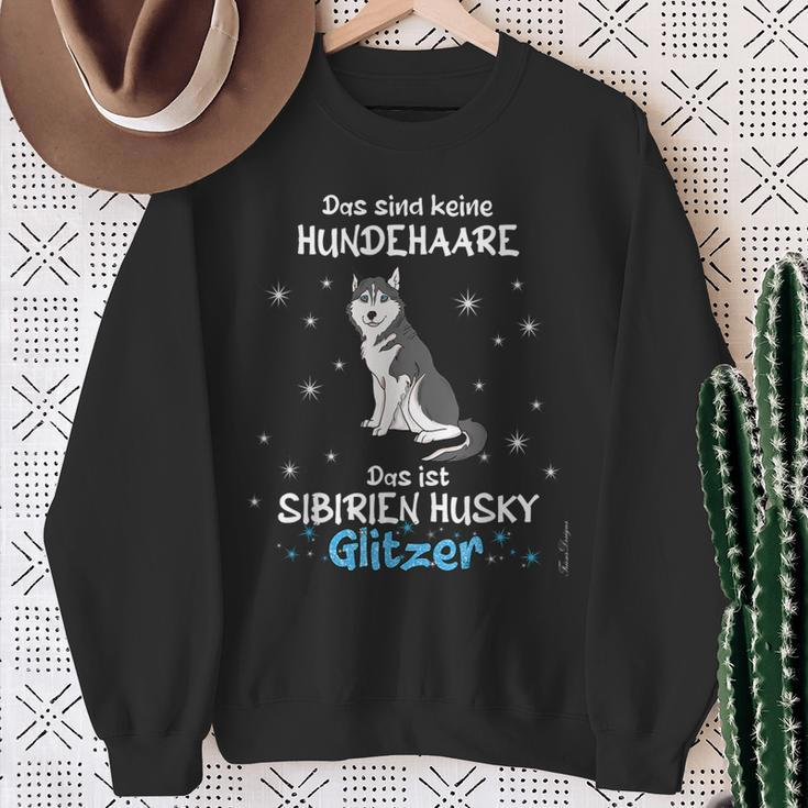 Keine Hundehaare Das Ist Hunde Siberien Husky Glitter Sweatshirt Geschenke für alte Frauen