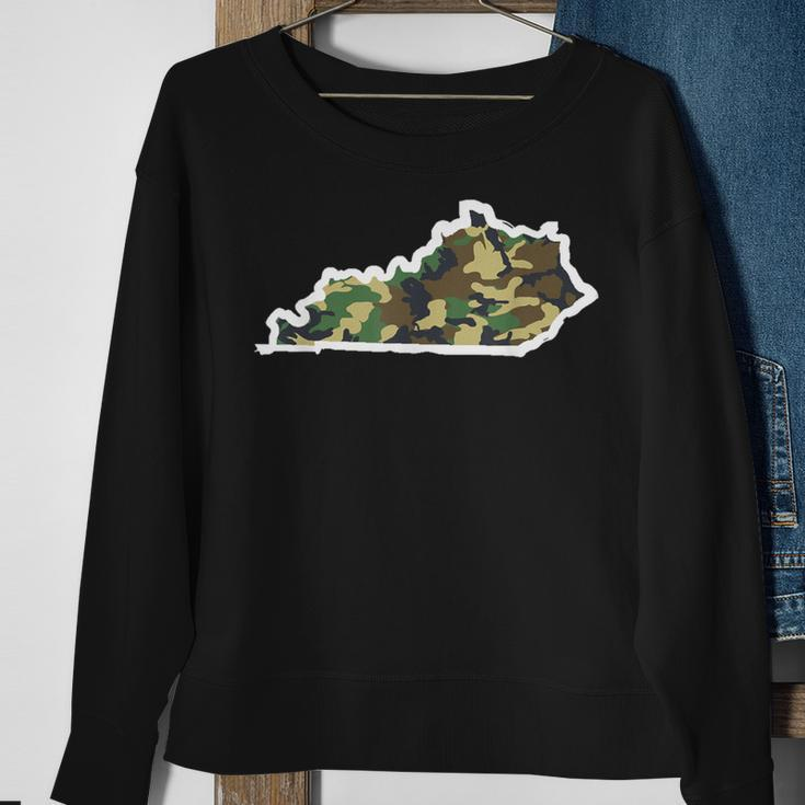 Kentucky Home Hunting Camo Map Sweatshirt Gifts for Old Women