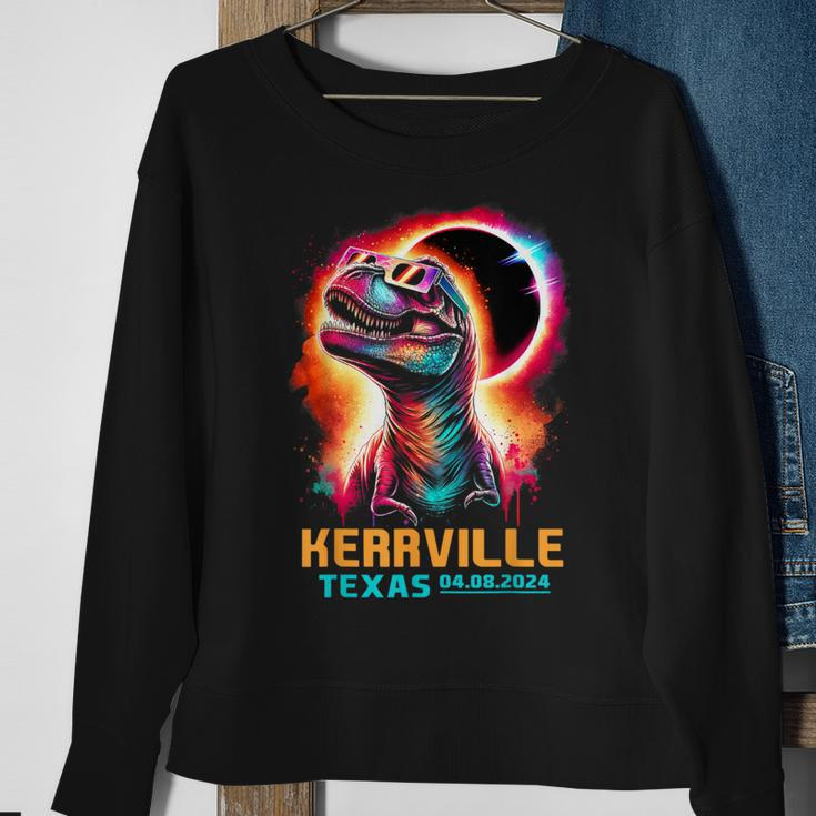 Kerrville Texas Total Solar Eclipse 2024Rex Dinosaur Sweatshirt Gifts for Old Women