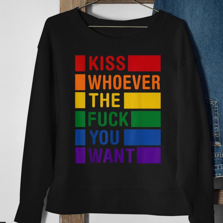 Kiss Who Ever The Fuck You Want Lgbt Gay Rights Trans Pride Sweatshirt Gifts for Old Women