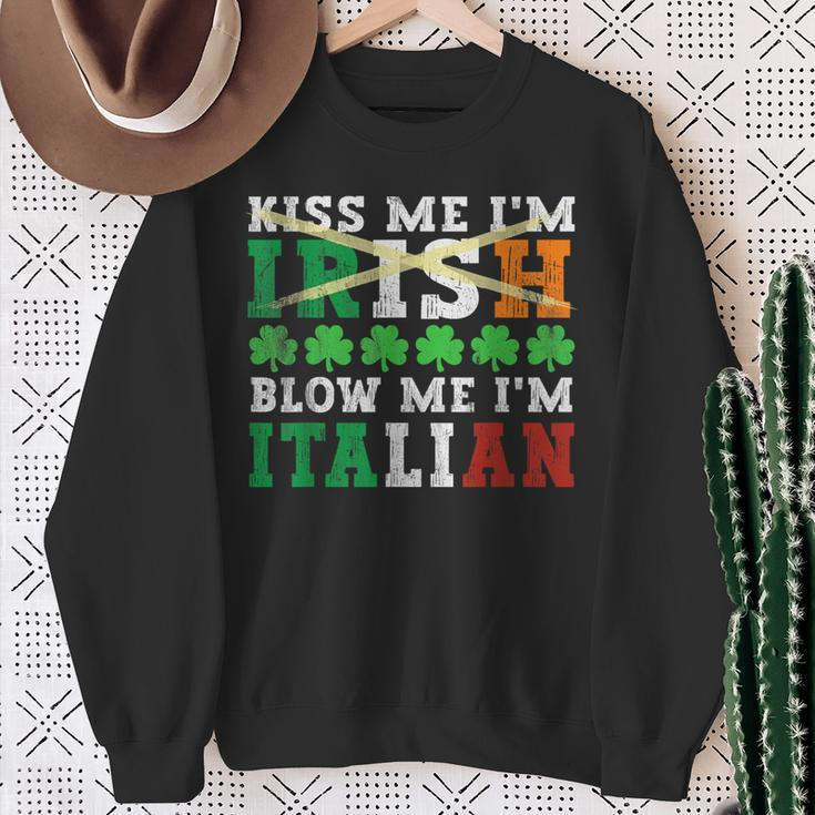 Kiss Me I'm Irish Blow Me I'm Italian St Patrick's Day Adult Sweatshirt Gifts for Old Women