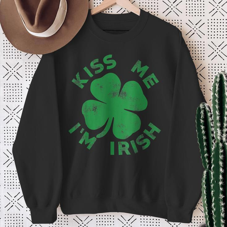 Kiss Me I'm Irish Saint Patrick Day Womens Sweatshirt Gifts for Old Women