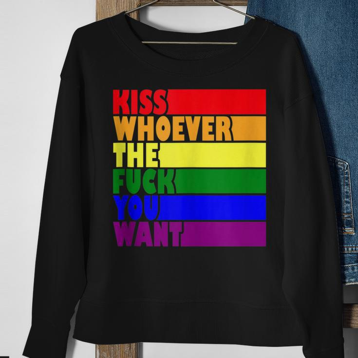 Kiss Whoever The F Fuck You Want Lesbian Gay Lgbt Pride Sweatshirt Gifts for Old Women