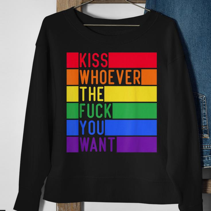 Kiss Whoever The F You Want Lgbt Gay Lesbian Awareness Sweatshirt Gifts for Old Women