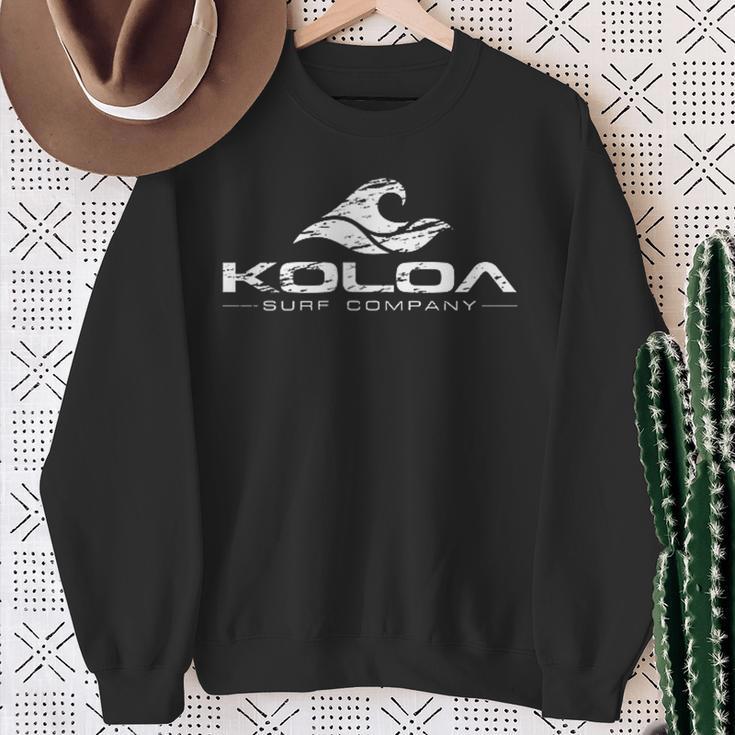 Koloa Surf Vintage White Wave Surf Shop Graphic Sweatshirt Gifts for Old Women