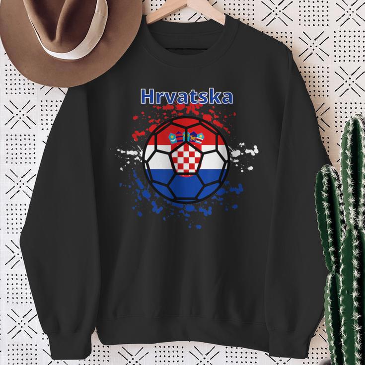 Kroatien Fußball Fan Trikot Kroatische Flagge Hrvatska Sweatshirt Geschenke für alte Frauen