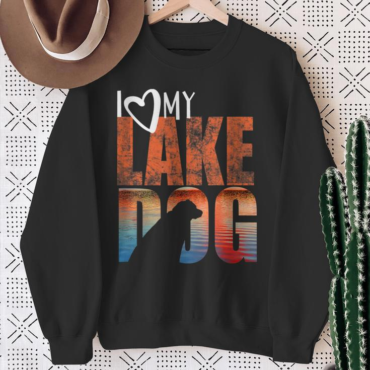 Lake BumI Love My Lake Dog Black Lab Chocolate Lab Sweatshirt Gifts for Old Women