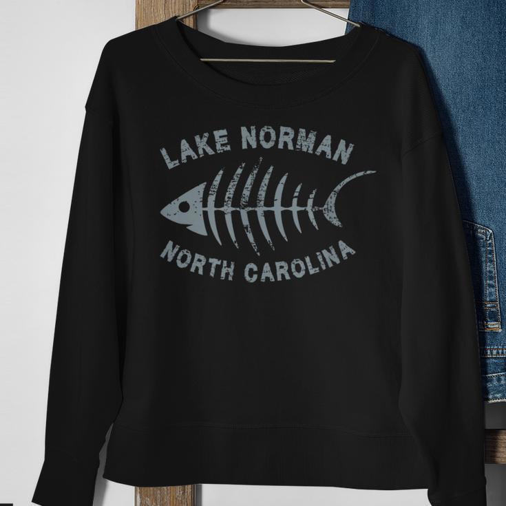 Lake Norman Lkn North Carolina Fishbone Distressed Cool Sweatshirt Gifts for Old Women