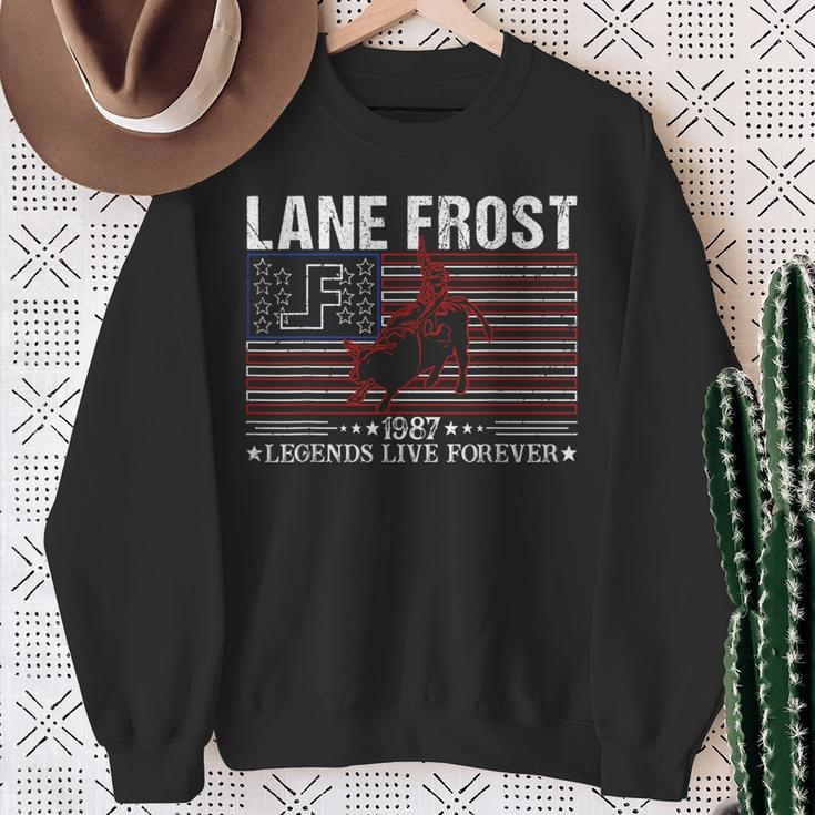 Lane Frost Legends Live Together Rodeo Lover Us Flag 1987 Sweatshirt Gifts for Old Women