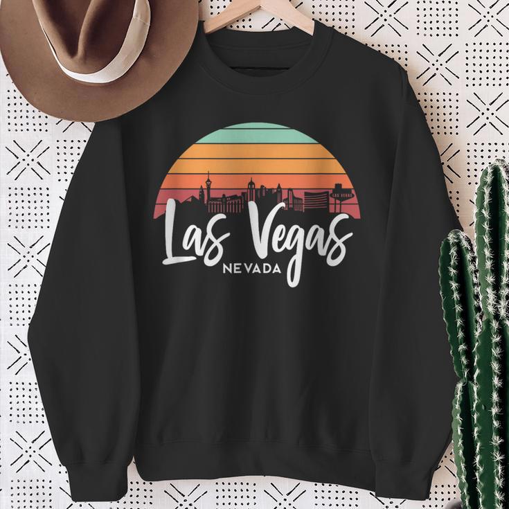 Las Vegas Nevada Sunset Vintage Retro Skyline Sweatshirt Geschenke für alte Frauen