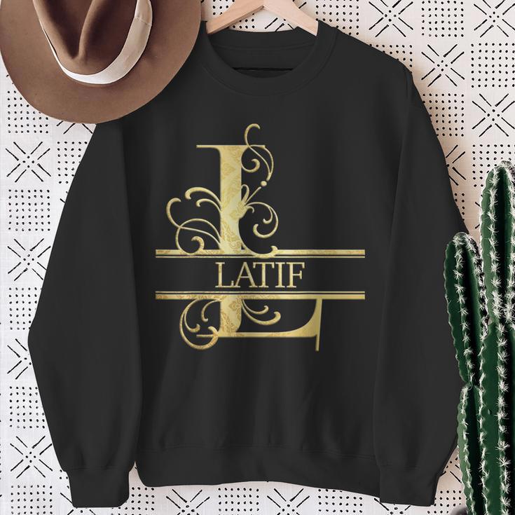 Latif Sweatshirt mit Goldenem Ornament-Design, Personalisiert Geschenke für alte Frauen