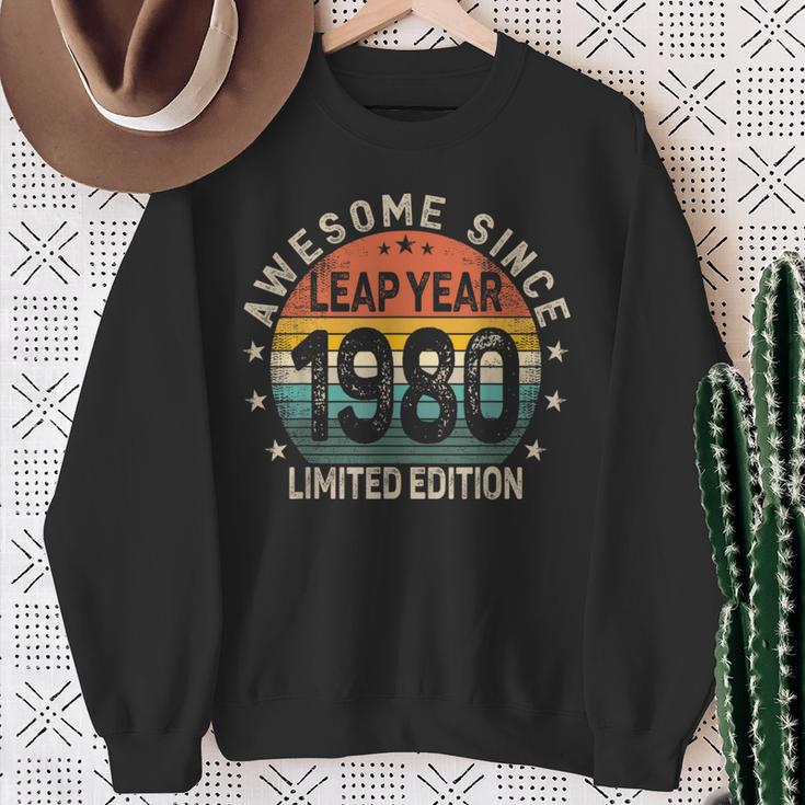 Leap Year 44Th Birthday Awesome Since 1980 Vintage Leap Day Sweatshirt Gifts for Old Women
