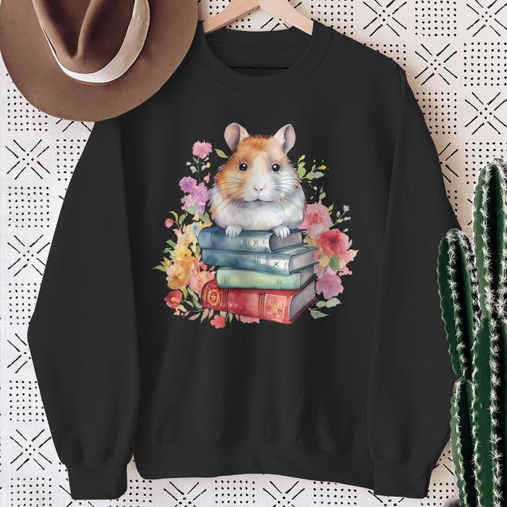 Lesebücher Buchliebhaber Hamster Und Aquarell Bücher Sweatshirt Geschenke für alte Frauen