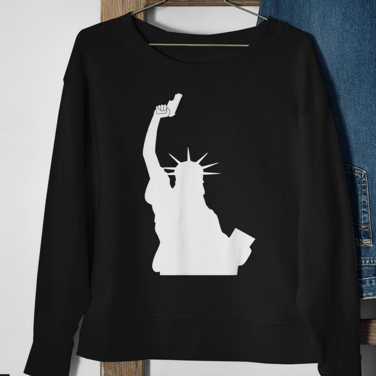 Let Freedom Ring Statue Of Liberty Picture Holding Gun Sweatshirt Gifts for Old Women
