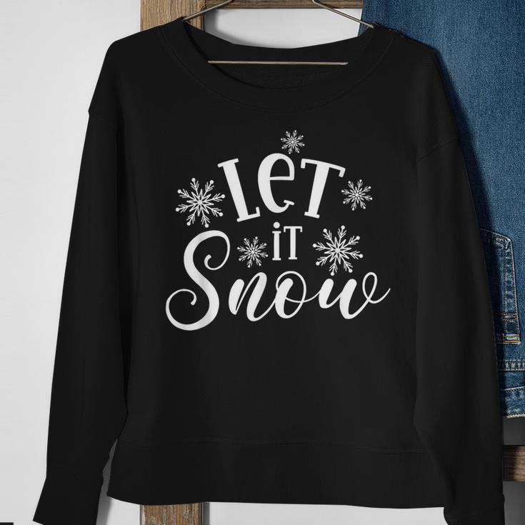 Let It Snow Christmas Positive Slogan Black And White Xmas Sweatshirt Gifts for Old Women