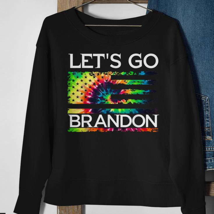 Let's Go Brandon Conservative Anti Liberal Us Tie Dye Flag Sweatshirt Gifts for Old Women