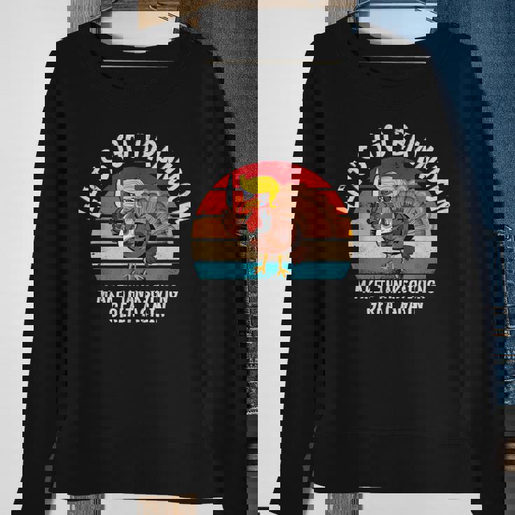 Let's Go Branson Brandon Thanksgiving And Trump Turkey Sweatshirt Gifts for Old Women