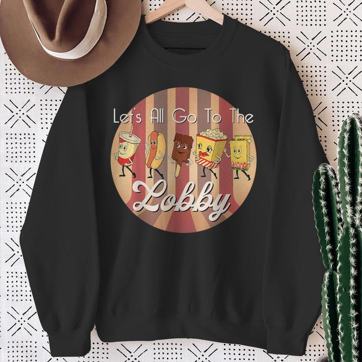 Let's All Go To The Lobby Cute Retro Movie Theatre Sweatshirt Gifts for Old Women