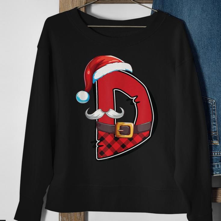 Letter D Initial Name Plaid Santa Hat Christmas Sweatshirt Gifts for Old Women