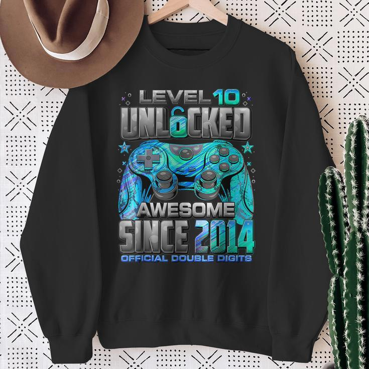 Level 10 Unlocked Awesome Since 2014 10Th Birthday GamingSweatshirt Gifts for Old Women