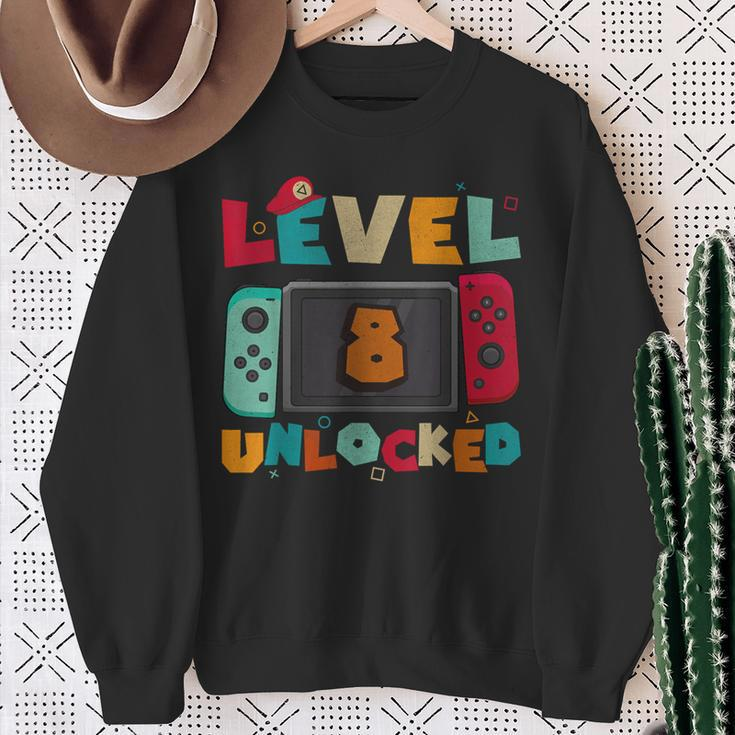 Level 8 Unlocked Gaming Birthday Boys Kid 8Th Birthday Gamer Sweatshirt Gifts for Old Women
