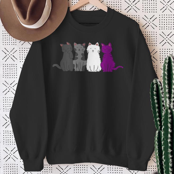 Lgbt Pride Cat Animal Ace Flag Asexuality Demisexual Asexual Sweatshirt Gifts for Old Women