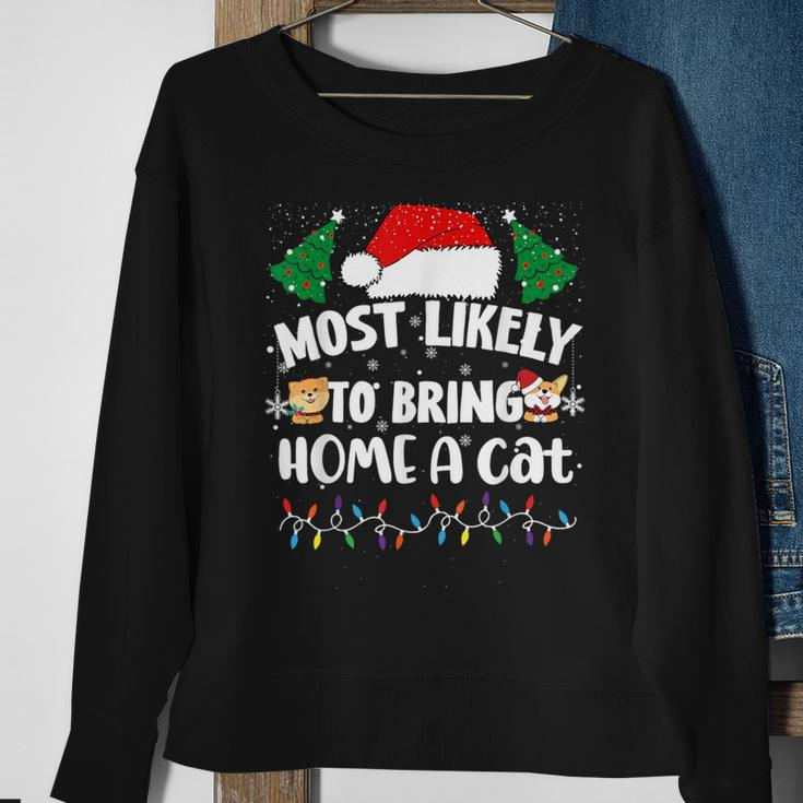 Most Likely To Bring Home A Cat Christmas Family Matching Sweatshirt Gifts for Old Women