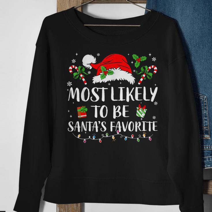 Most Likely To Be Christmas Santa's Favorite Family Pajamas Sweatshirt Gifts for Old Women