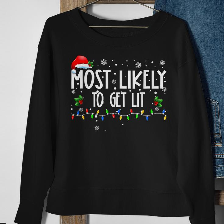 Most Likely To Get Lit Christmas Matching Family Sweatshirt Gifts for Old Women