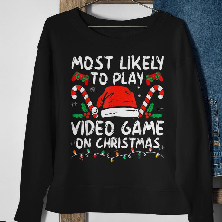Most Likely To Play Video Games On Christmas Family Matching Sweatshirt Gifts for Old Women