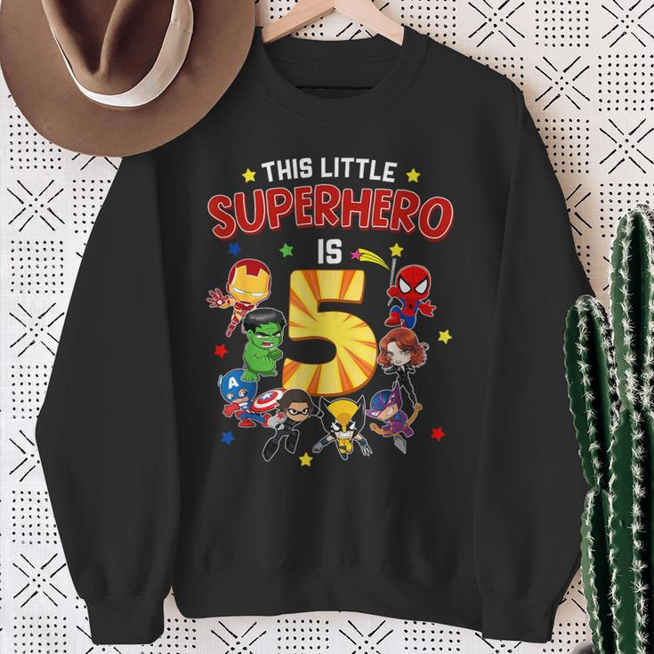 This Little Superhero Is 5 Birthday Superhero 5 Year Old Boy Sweatshirt Gifts for Old Women