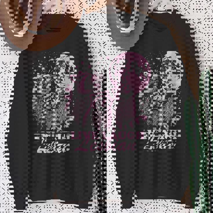 Live Laugh Lesbian Raccoon Lesbian Lgbtq Pride Month Sweatshirt Gifts for Old Women