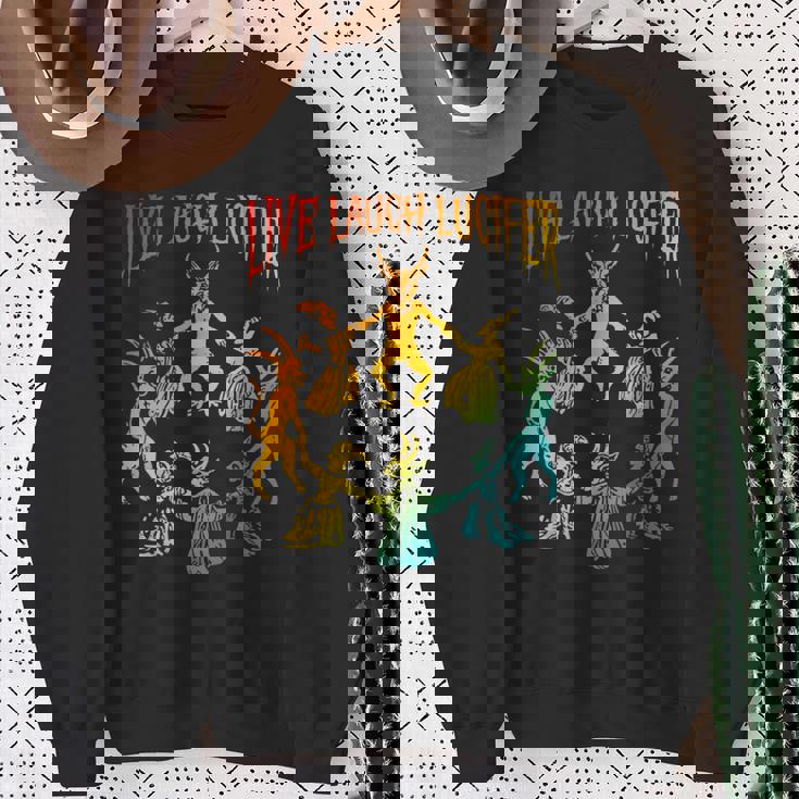 Live Laugh Lucifer Horror Satan Satanic Demon Devil Vintage Sweatshirt Gifts for Old Women