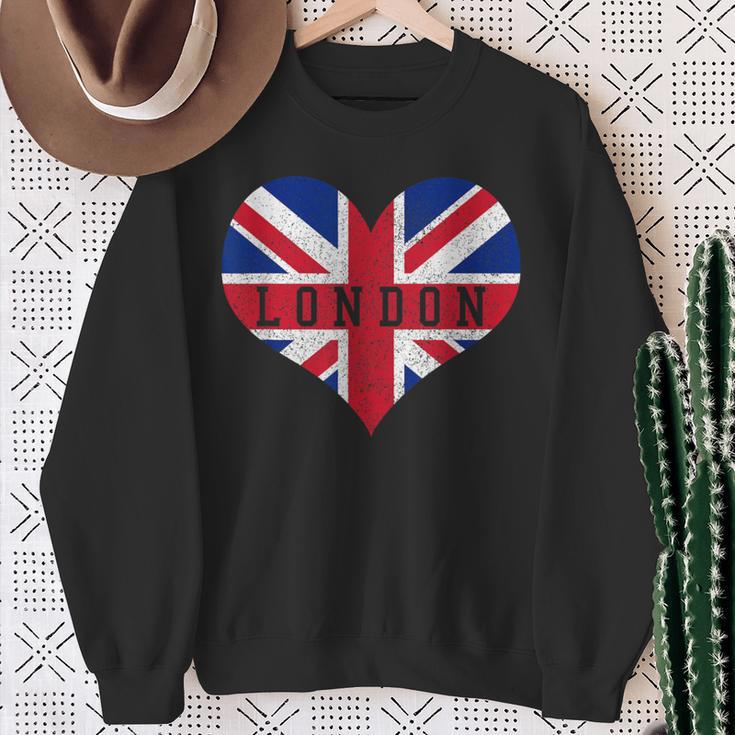 London Heart Flag Union Jack Uk England Souvenir Sweatshirt Gifts for Old Women