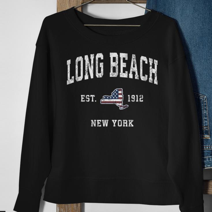 Long Beach New York Ny Vintage American Flag Sports Sweatshirt Gifts for Old Women