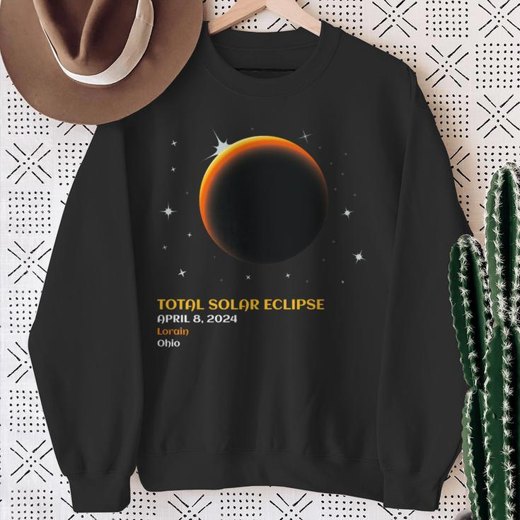 Lorain Ohio Oh Total Solar Eclipse April 8 2024 Sweatshirt Gifts for Old Women