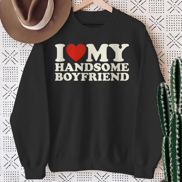 I Love My Boyfriend I Heart My Boyfriend Valentine's Day Sweatshirt Gifts for Old Women