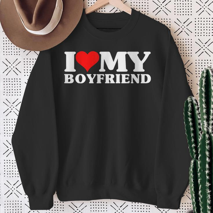 I Love My Boyfriend Matching Valentine's Day Couples Sweatshirt Gifts for Old Women