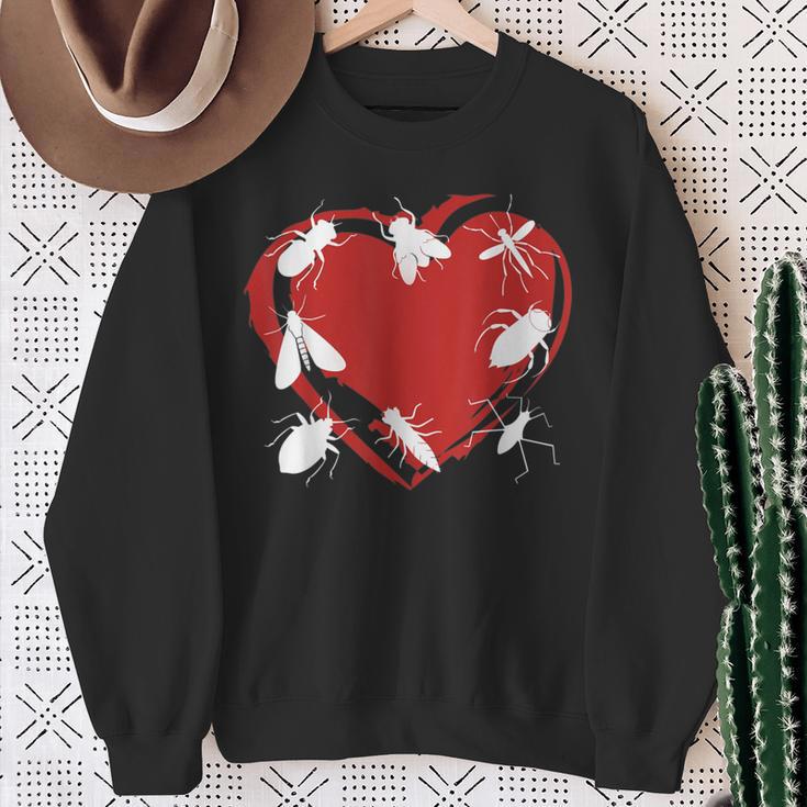 I Love Bugs Insects Creatures Flies Beetles Heart Sweatshirt Gifts for Old Women