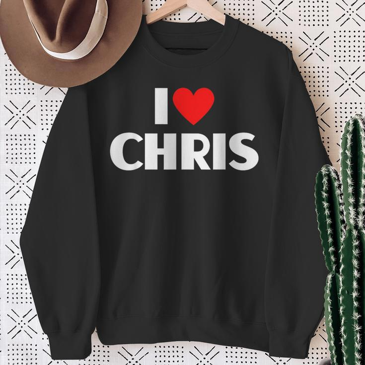 I Love Chris I Heart Chris Sweatshirt Gifts for Old Women