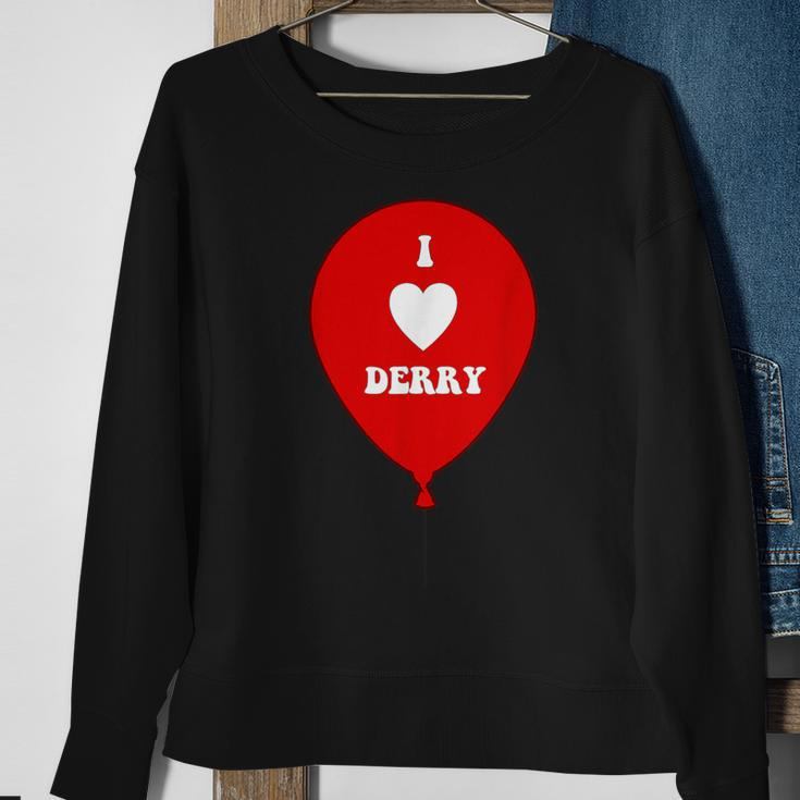 I Love Derry On Red Balloon I Heart Derry Maine Sweatshirt Gifts for Old Women