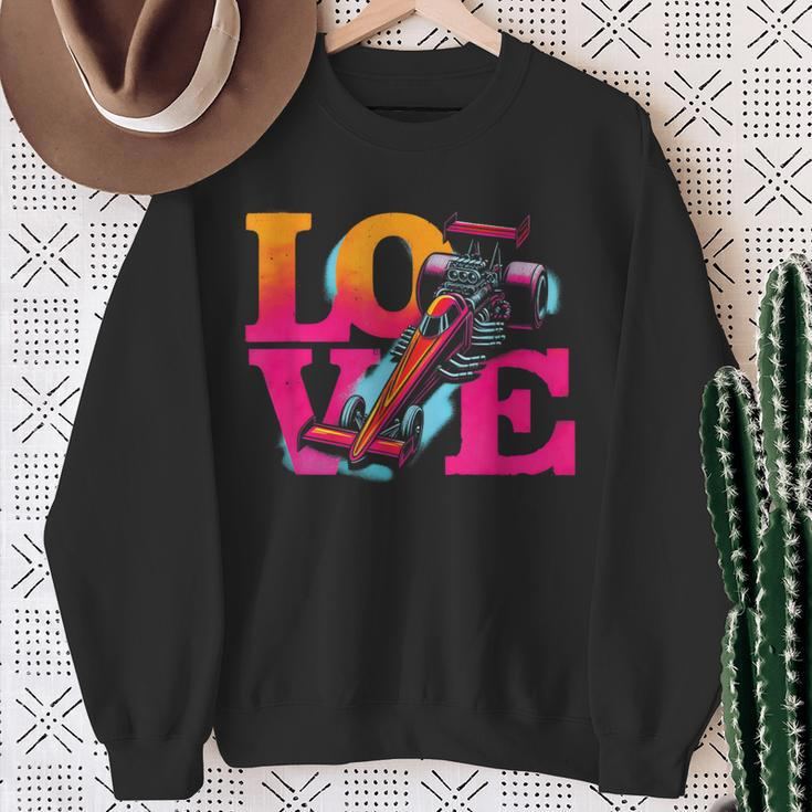 Love Drag Racing Vintage Colorful Drag Racing Cars Lover Sweatshirt Gifts for Old Women