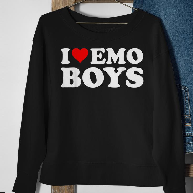 I Love Emo Boys I Heart Emo Boys Sweatshirt Gifts for Old Women